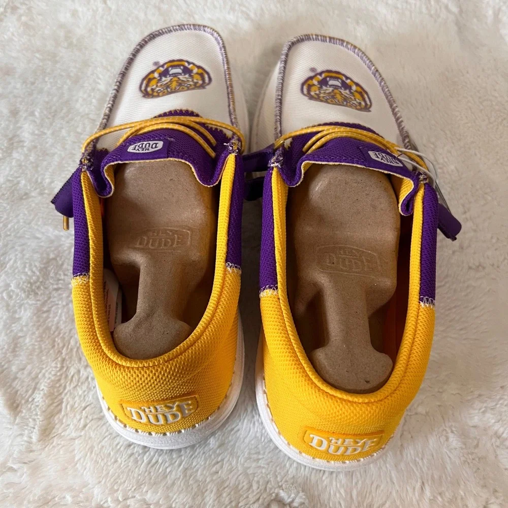 HEYDUDE‎ Men Wally Tri LSU Purple Gold Slip On Shoes Size 11 NWT - Picture 6 of 11